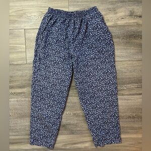 Vintage Briggs High Rise 100% Cotton Navy Blue Floral Cropped Pants Size 12